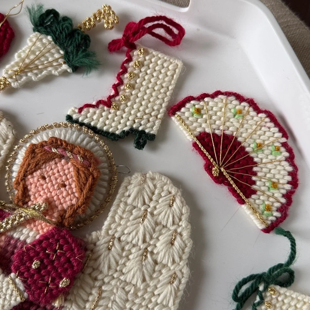 Vintage Victorian Needlepoint Angel and Ornament Set 11 - Bucilla